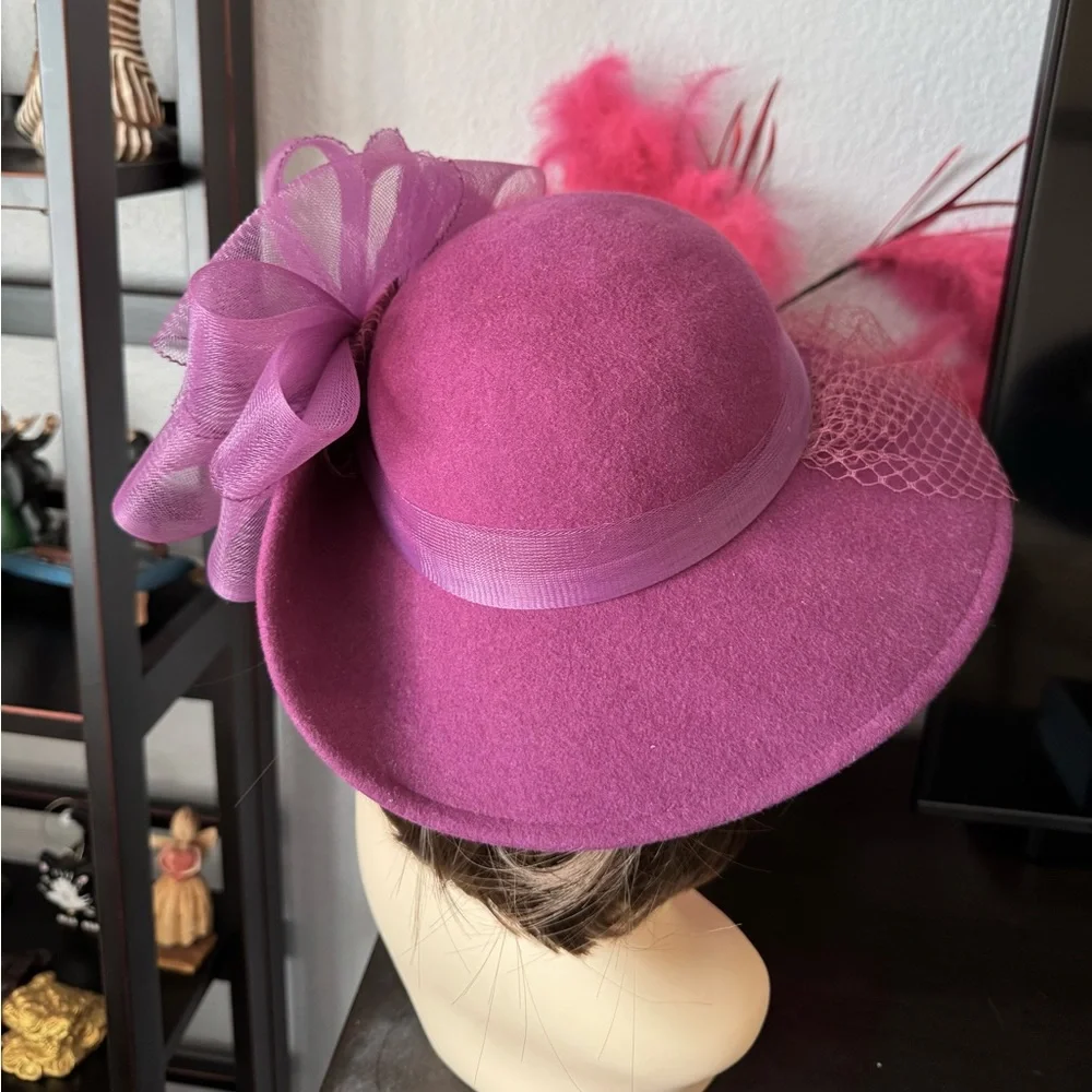 Vintage Lancaster Purple Wool Hat with Veil - Picture 3 of 9